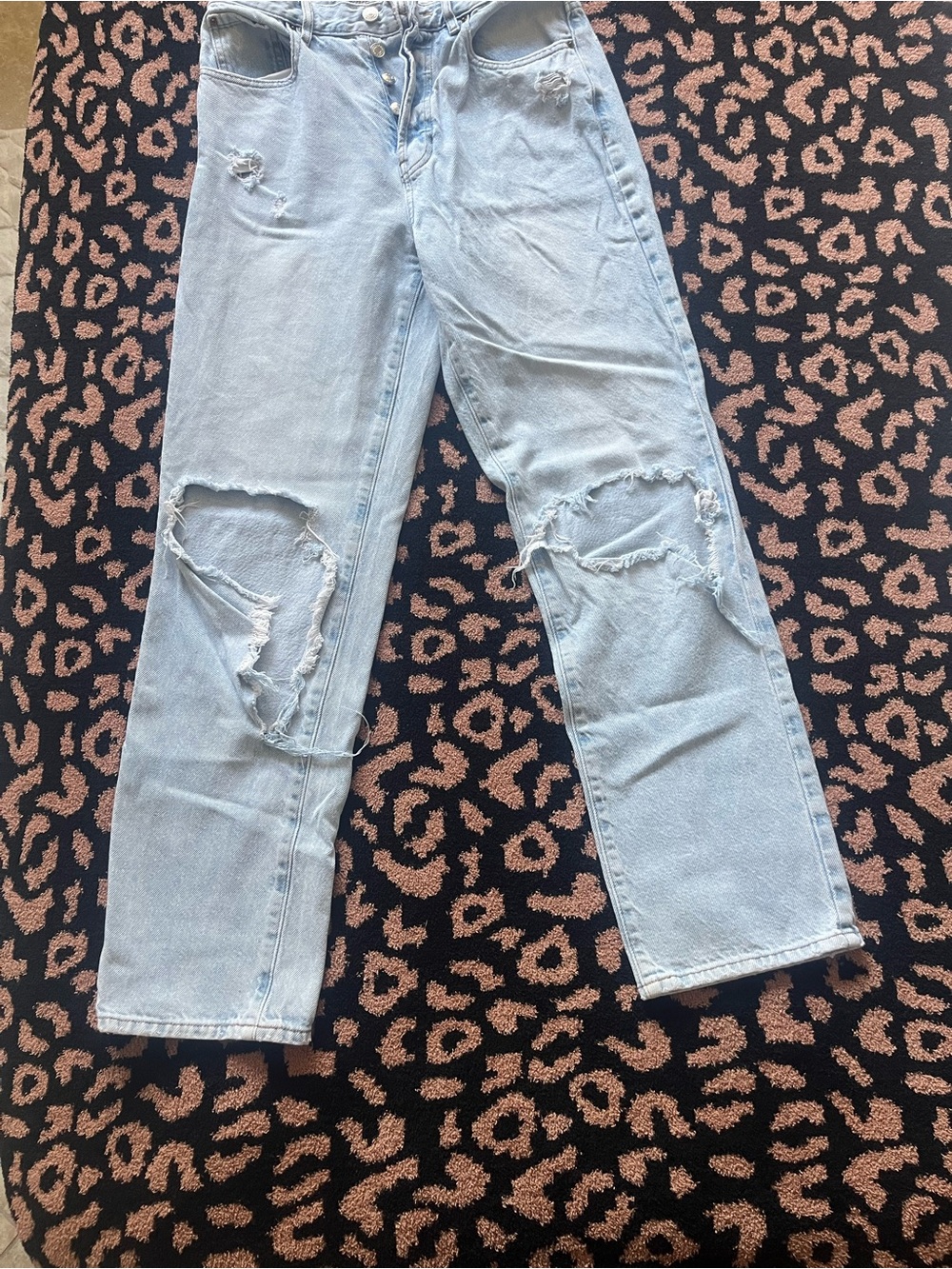 Light Wash Distressed Ripped Jeans